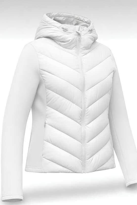 Kadın Kapüşonlu Şişme Mont - Termal Kontrast Range Rover Mom Ceket