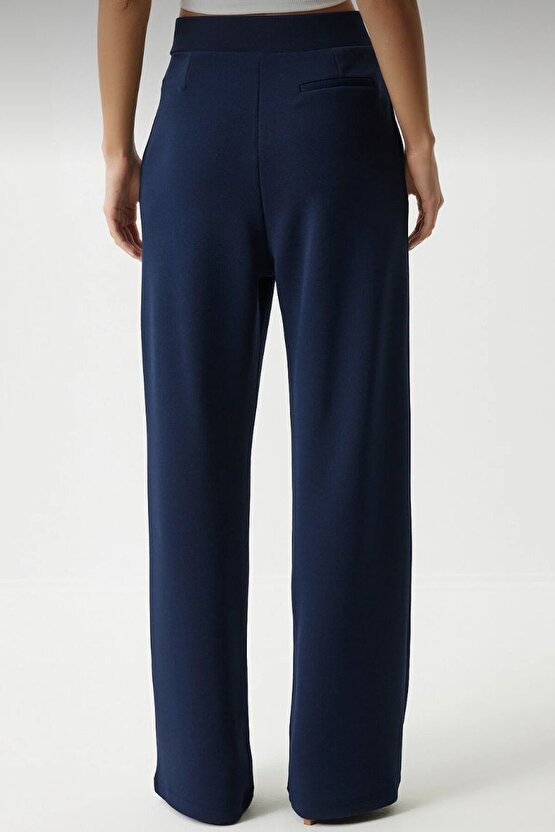 Kadın Yüksek Bel Likralı Palazzo Pantolon - Dökümlü Geniş Paça, Şık Ofis & Günlük Kombin Pantolon