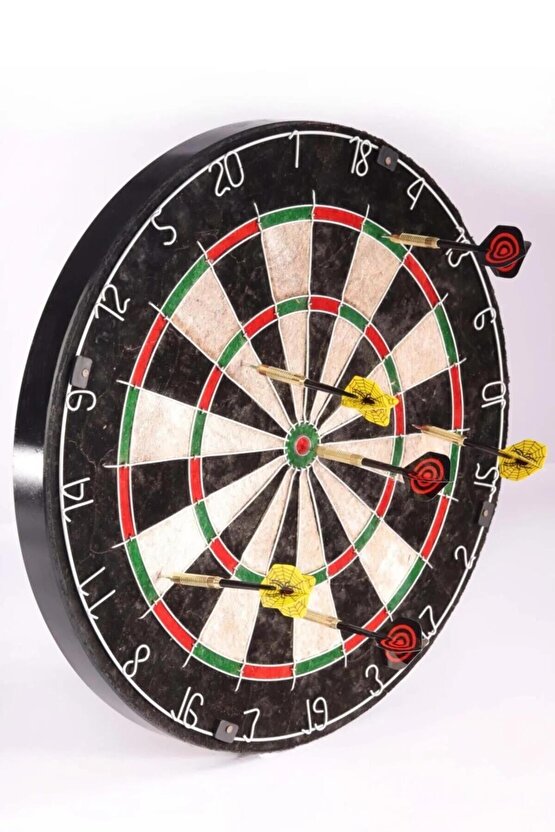 Profesyonel Sisal Dart Seti 45 Cm (18 İnç) Büyük Boy + 6 Dart Oku (18 Gr) Hedef Tahtası
