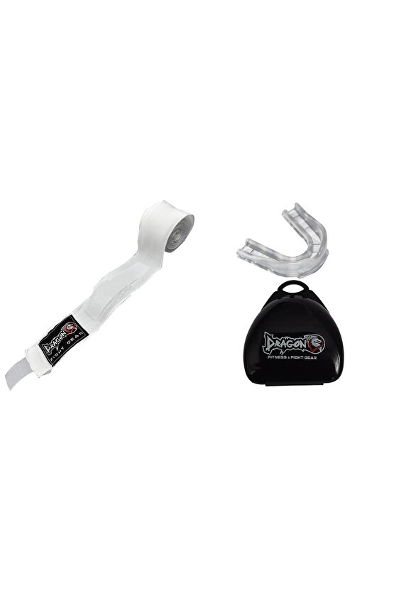 Dragon 99120 Profesyonel Kutulu Boks Dişliği Ve 3,5 M  Boks Bandaj Set Kick Boks Muaythai 3,5 Mt