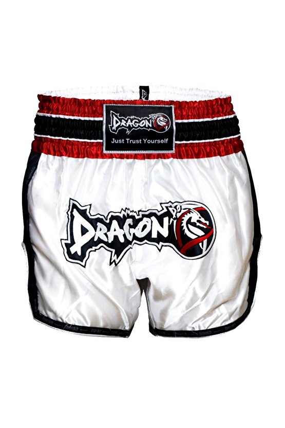 Dragon Retro Şort Muaythai Kick Boks  3,5 mt Bandaj ve Şeffaf Dişlik Kickboks Muay Thai 3lü Set