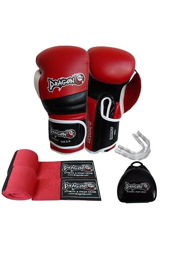Dragon Attack 6 Boks Eldiveni Kick Boks Muay Thai Boks Eldiveni Bandaj  Ve Dişlik 3lü Set