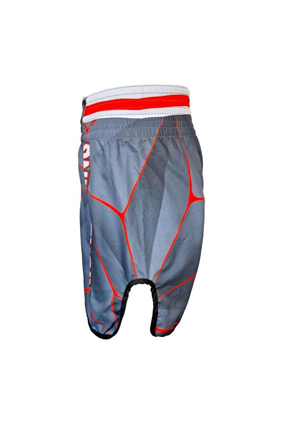 KB243 Kick Boks Şortu Kick Boxing Antrenman Şortu Gri Desenli Şort