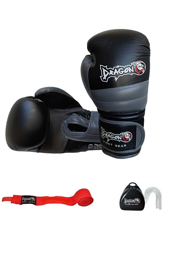 3 Lü Set Attack 6 Boks Eldiveni Boks Kick Boks Muay Thai Boks Eldiveni Siyah 12 Oz