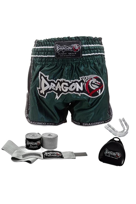 Retro Şort Muay Thai Şort ,3,5 Metre Boks Bandajı Profesyonel Dişlik Set