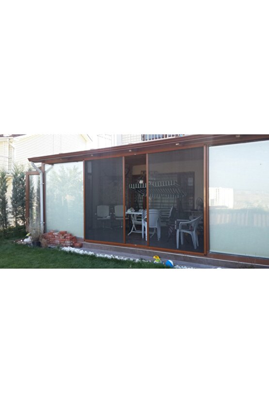 Pileli Kapı Sineklik Plise Sineklik Açık Kahve