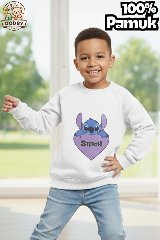 Stitch Sweatshirt İçi Yumuşak Tüylü Sweatshirt Erkek Çocuk Kıyafet Kız Çocuk Kıyafet Stitch Kıyafet