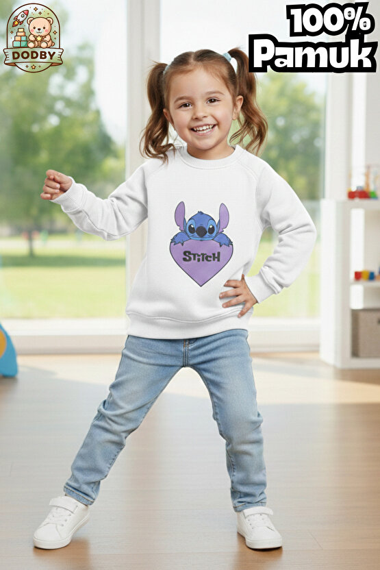 Stitch Sweatshirt İçi Yumuşak Tüylü Sweatshirt Erkek Çocuk Kıyafet Kız Çocuk Kıyafet Stitch Kıyafet