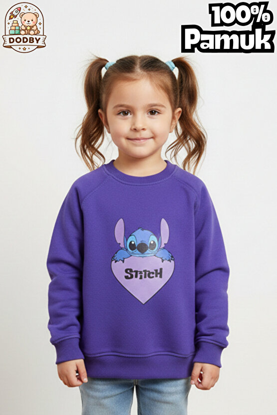Stitch Sweatshirt İçi Yumuşak Tüylü Sweatshirt Erkek Çocuk Kıyafet Kız Çocuk Kıyafet Stitch Kıyafet