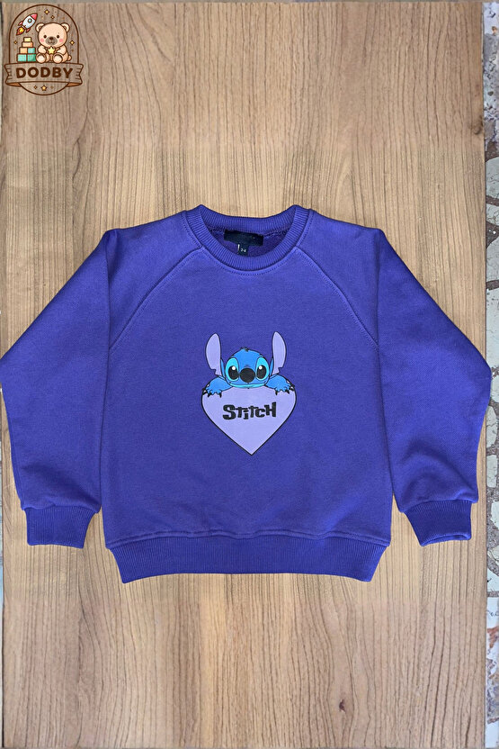 Stitch Sweatshirt İçi Yumuşak Tüylü Sweatshirt Erkek Çocuk Kıyafet Kız Çocuk Kıyafet Stitch Kıyafet