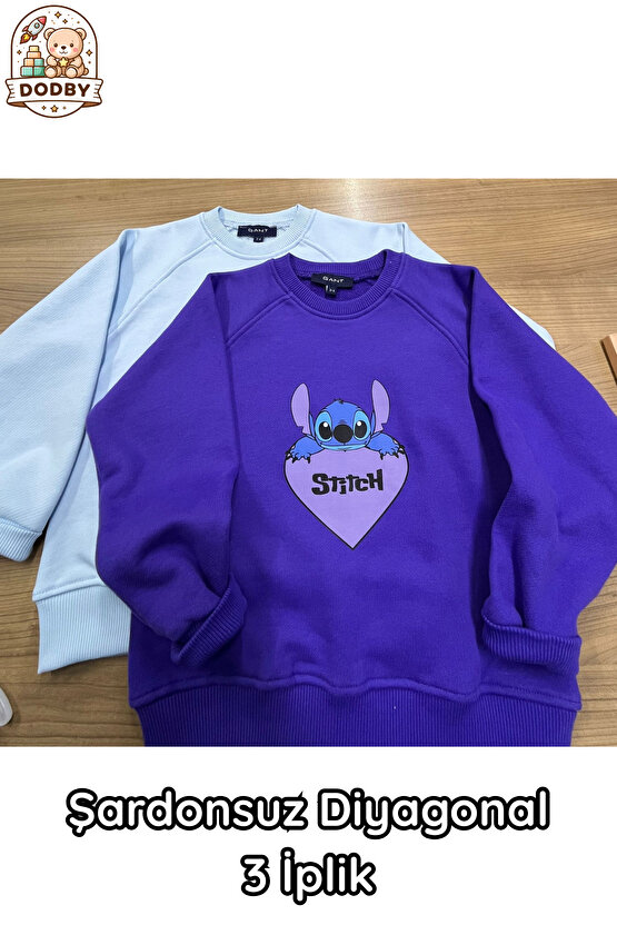 Stitch Sweatshirt İçi Yumuşak Tüylü Sweatshirt Erkek Çocuk Kıyafet Kız Çocuk Kıyafet Stitch Kıyafet