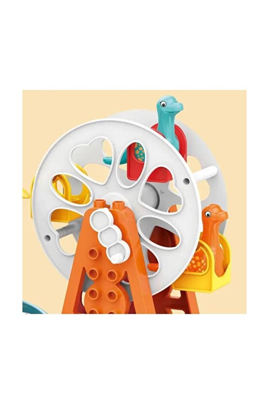 Çarklı Otopark Yapı Oyuncak Seti,dinazorlu Eğlence Oyuncak Otopark Seti