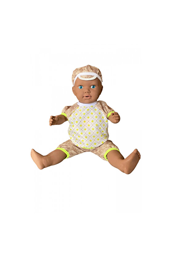 Oynar Gözlü Türkçe Konuşan Siyahi Berke Kel Et Bebek 60 Cm. - Konuşabilen Bebek - Kel Büyük Bebek