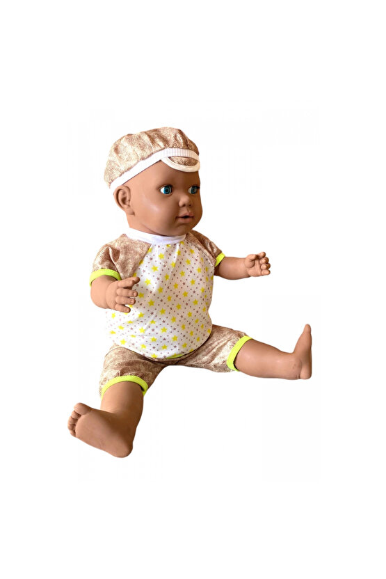 Oynar Gözlü Türkçe Konuşan Siyahi Berke Kel Et Bebek 60 Cm. - Konuşabilen Bebek - Kel Büyük Bebek