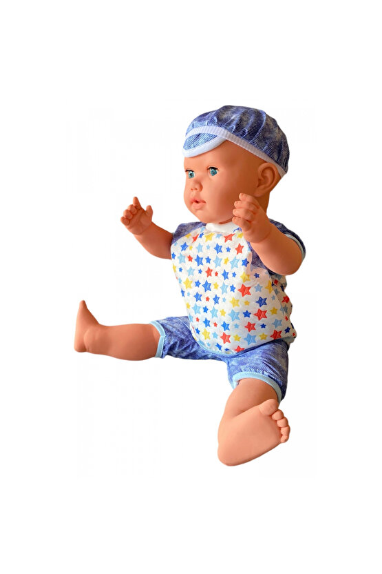 Oynar Gözlü Türkçe Konuşan Berke Kel Et Bebek 60 Cm. - Konuşabilen Bebek - Kel Büyük Bebek