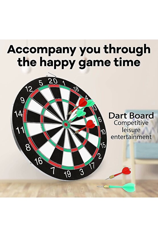 17inç Dart Tahtası Çift Taraflı 6 Metal Iğne Uçlu