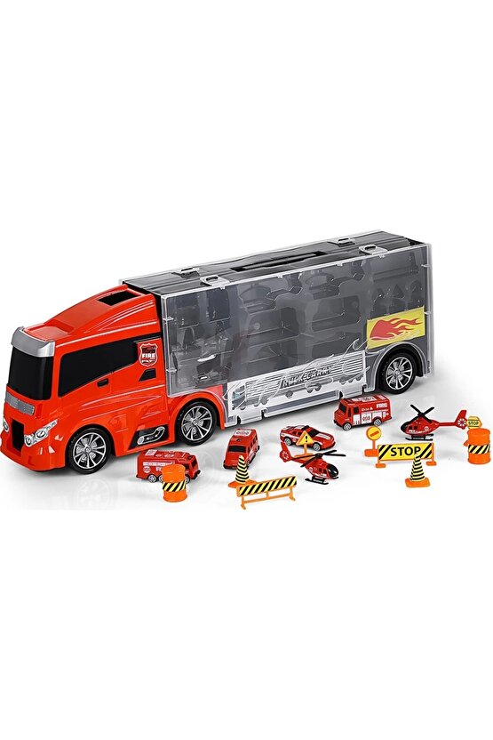 Rampalı İtfaiye Tır Seti - İtfaiye Taşıyıcı Tır - Kaydıraklı Kamyon - Araç Yol Seti - Tır Yol Seti -
