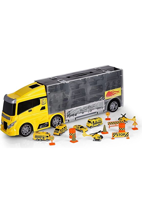 Rampalı İnşaat Tır Seti - İnşaat Taşıyıcı Tır - Kaydıraklı Kamyon - Araç Yol Seti - Tır Yol Seti - O