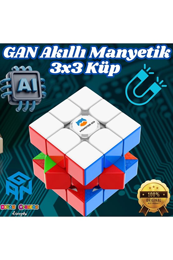 Akıllı GAN Monster Go Standard 3x3 Manyetik Küp - Zeka Küpü - Akıllı Küp - Yapay Zekalı Küp - Akıllı