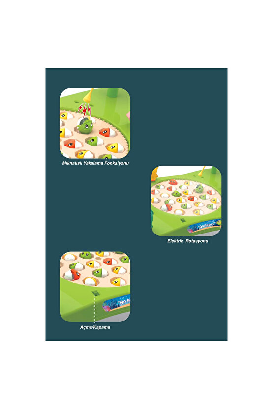 Hayvanat Bahçesi Mıknatıslı Balık Oyunu - Pilli Müzikli Balık Tutma Oyunu - Şarkılı Manyetik Eğitici