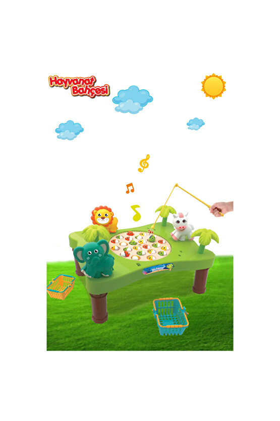 Hayvanat Bahçesi Mıknatıslı Balık Oyunu - Pilli Müzikli Balık Tutma Oyunu - Şarkılı Manyetik Eğitici