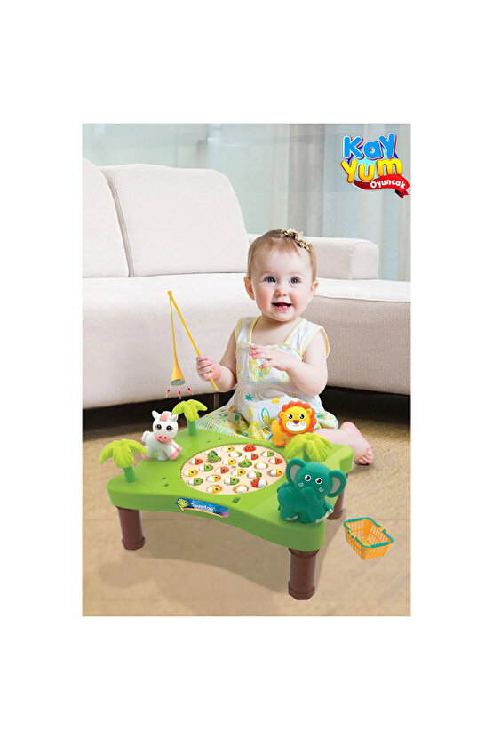 Hayvanat Bahçesi Mıknatıslı Balık Oyunu - Pilli Müzikli Balık Tutma Oyunu - Şarkılı Manyetik Eğitici