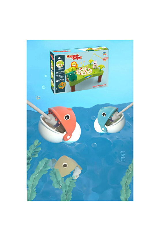 Hayvanat Bahçesi Mıknatıslı Balık Oyunu - Pilli Müzikli Balık Tutma Oyunu - Şarkılı Manyetik Eğitici