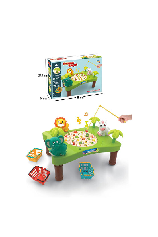Hayvanat Bahçesi Mıknatıslı Balık Oyunu - Pilli Müzikli Balık Tutma Oyunu - Şarkılı Manyetik Eğitici