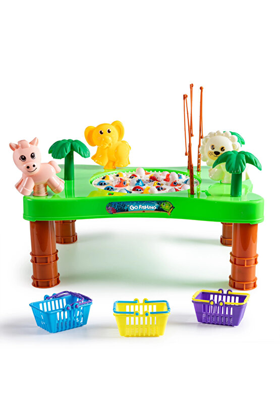 Hayvanat Bahçesi Mıknatıslı Balık Oyunu - Pilli Müzikli Balık Tutma Oyunu - Şarkılı Manyetik Eğitici