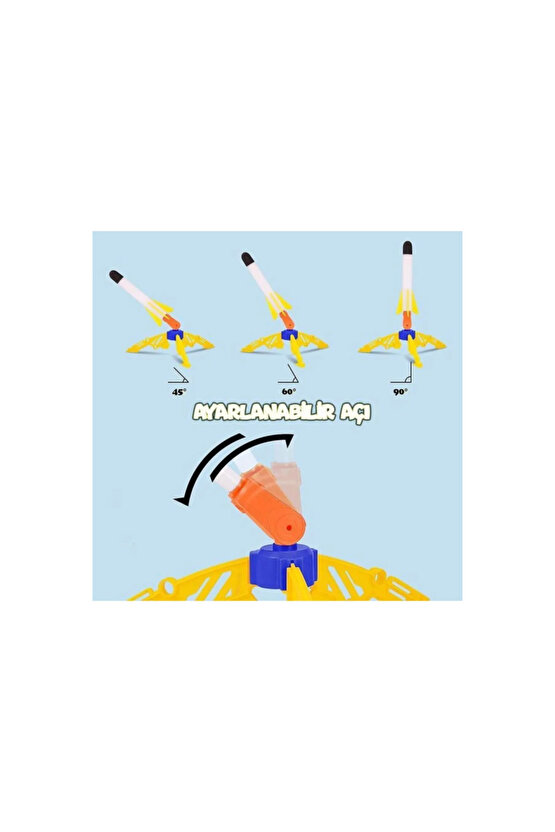 Air Rocket Tekli Seti - Roket Oyuncak - 2 Roket Ve Havalı Roketatar - Tekli Açık Hava Oyuncağı - Air