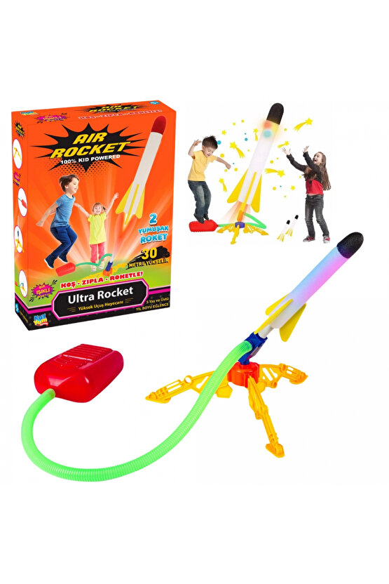 Air Rocket Tekli Seti - Roket Oyuncak - 2 Roket Ve Havalı Roketatar - Tekli Açık Hava Oyuncağı - Air