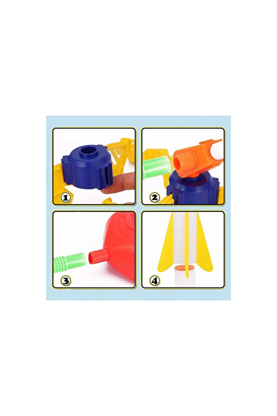 Air Rocket Tekli Seti - Roket Oyuncak - 2 Roket Ve Havalı Roketatar - Tekli Açık Hava Oyuncağı - Air