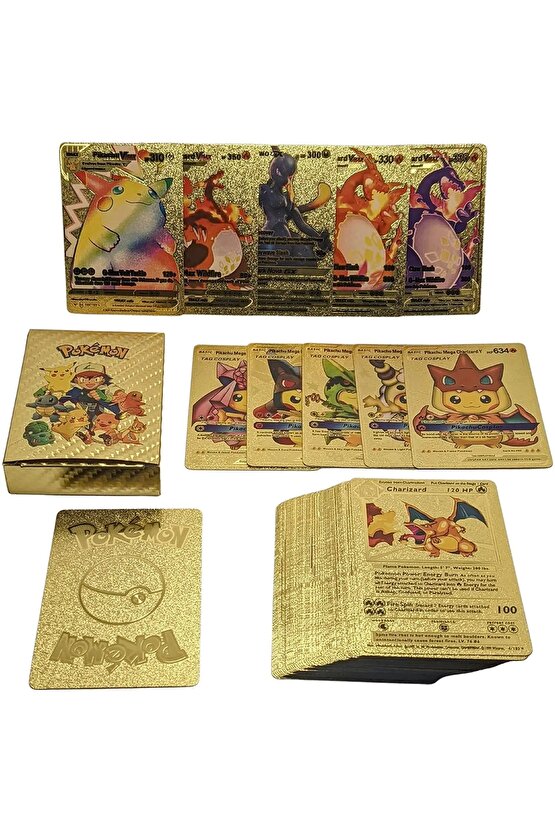 Orijinal Pokemon Kart Gold Serisi 165li Paket - Pokemon Oyun Kartları - Pikachu Koleksiyonluk Kartı