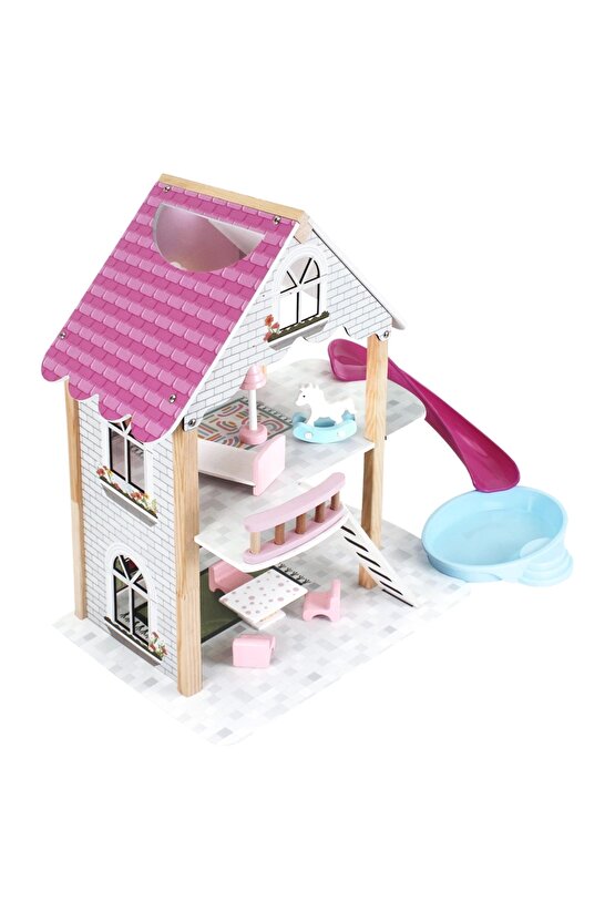 Muhteşem Ahşap Kaydıraklı Oyun Evi - Ahşap Tatil Evi - Havuzlu Oyun Evi - Ahşap Ev - Ahşap Oyun Evi