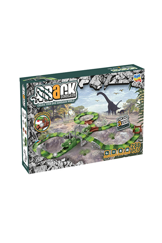 Dinosaur Tracks 288 Parça Dinozor Temalı Hareketli Raylar Full Set Dinozor Arabalı