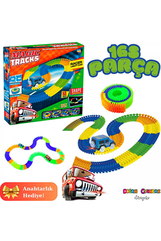 Magic Trucks 168 Parça Raylı Pist - Raylı Araç Oyuncak - Tren Oyuncak - Renkli Araç Yolu - Pist Set