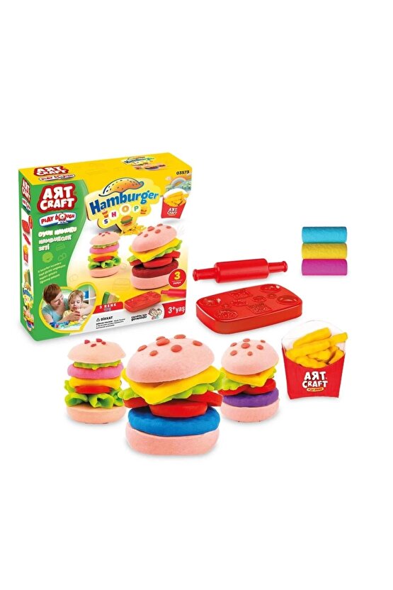 Hamburger Set Oyun Hamuru 3 Renk Oyun Hamuru Ile Hamburger Yapma Oyunu-3573