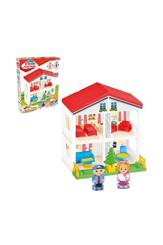 MOONLIGHT TR Oyuncak Eğitici 2 Katlı Ev Bloklar 42 Parça
