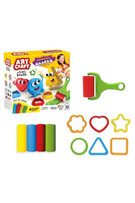 Geometrik Şekiller Hamur Seti (200 Gr.) - Oyun Hamuru Seti - Hamur Setleri - Hamur Kalıpları