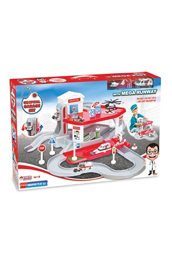 İki Katlı Hastane Garaj Seti - Otopark Seti - Araba Seti - Hotwheels Seti - Istasyon