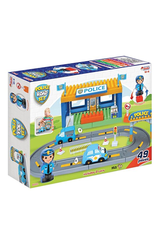 Polis Yol Seti 45 Parça - Yapı Oyuncak Oyuncaklar - Araç Oyuncakları - Blok Setleri - Yarış Seti