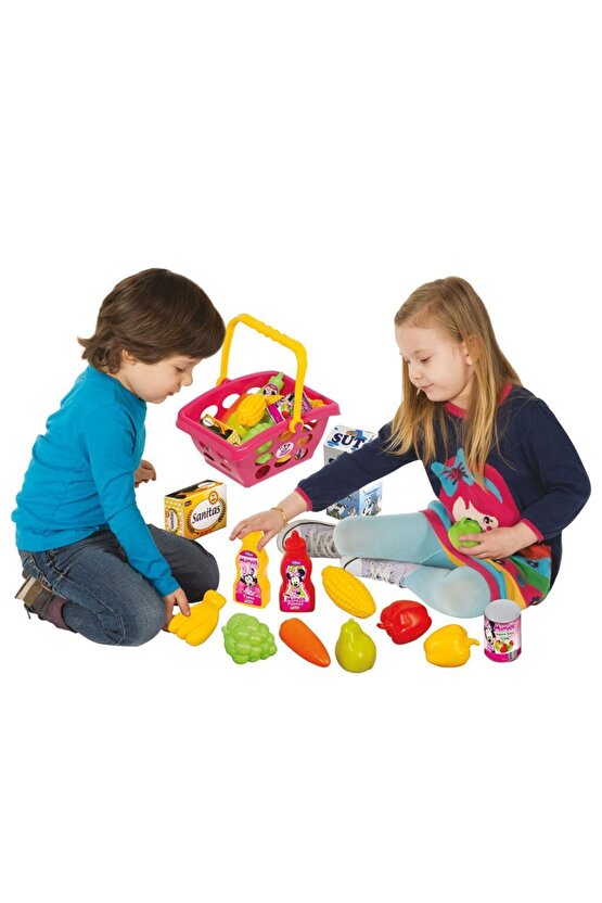 Minnie Mouse Küçük Market Sepeti - Mutfak Setleri - Ev Oyuncak Setleri