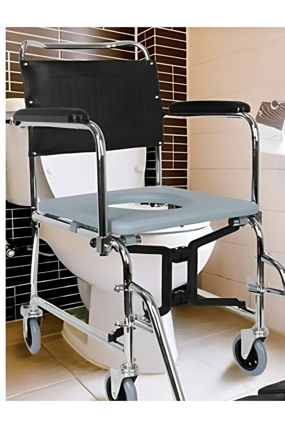 Sdm İron Klozetli Tekerlekli Katlanır 689 Tuvalet Sandalyesi