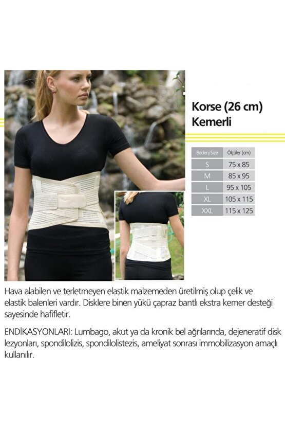 26 CM LUMBOSAKRAL ÇELİK BALENLİ (BEL FITIĞI) KORSE