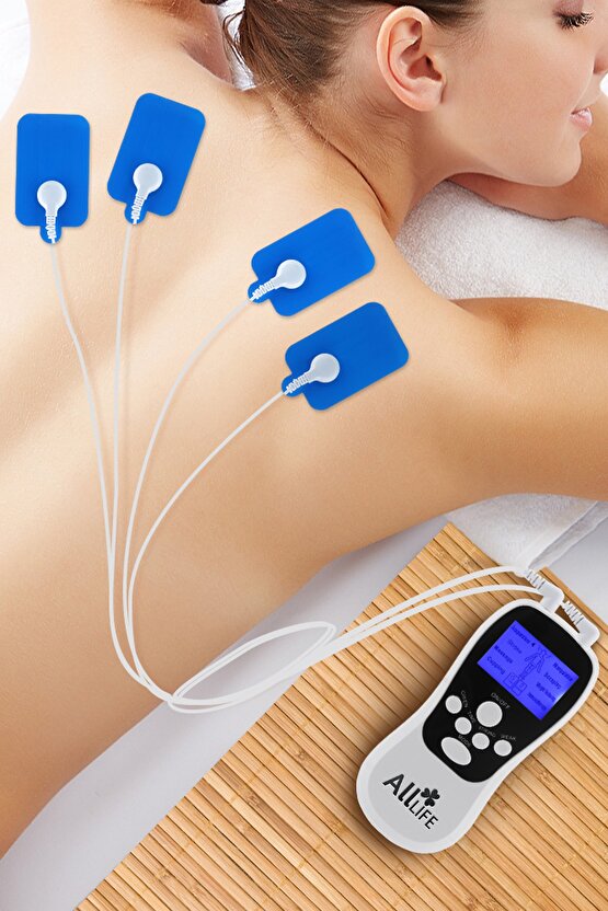 Çift Kanallı 4 Pedli Taşınabilir Fizik Tedavi Tens Cihazı Mini Tens Masaj Aleti