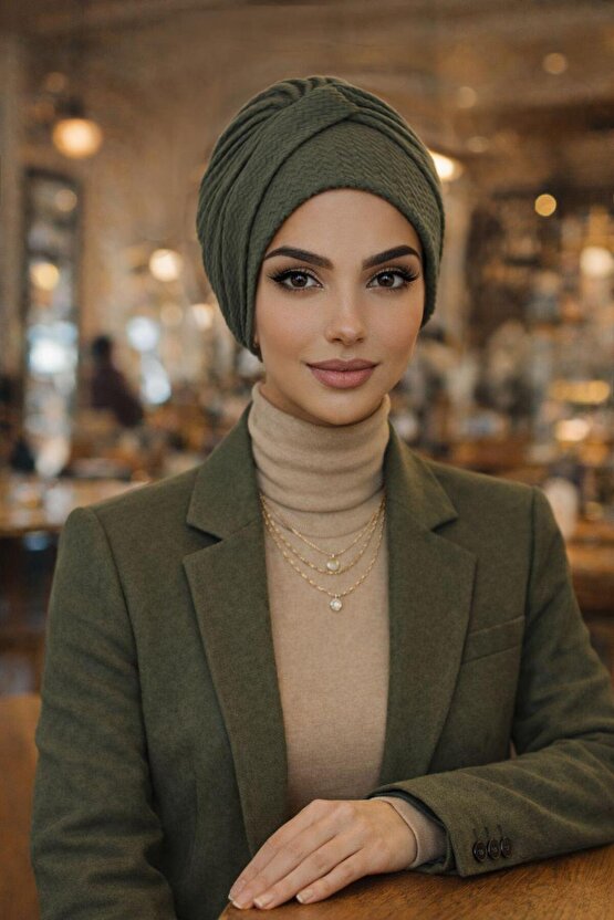 Haki Burgu Bantlı Hazır Bone