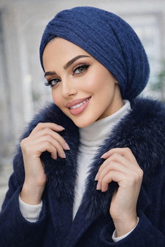 Lacivert Triko Büzgülü Salaş Bone