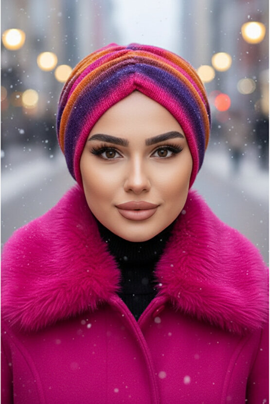 Renkli Kışlık Büzgülü Bone