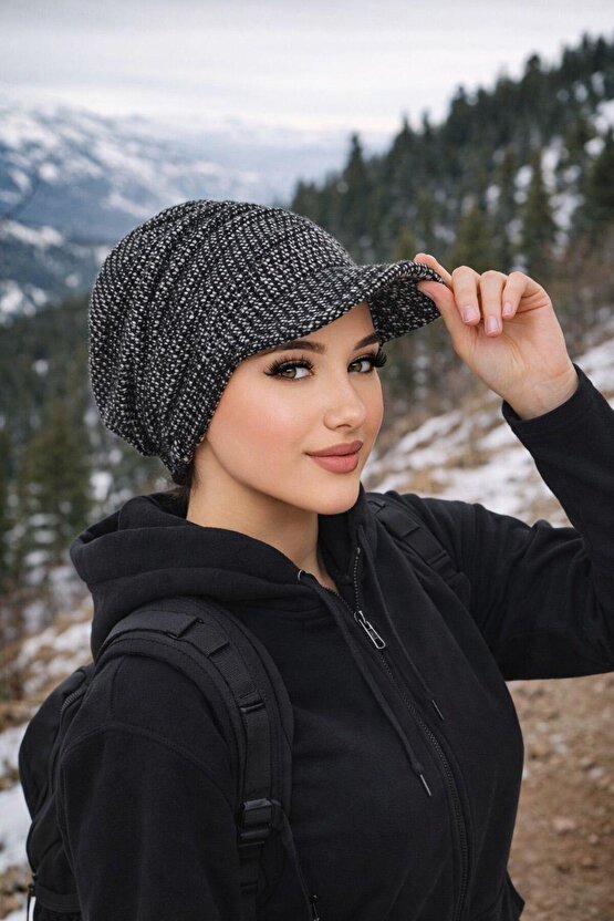 Siyah Melanj Tesettür Şapka