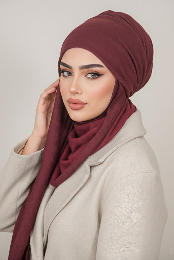 Bordo Kelebek Bone Şal
